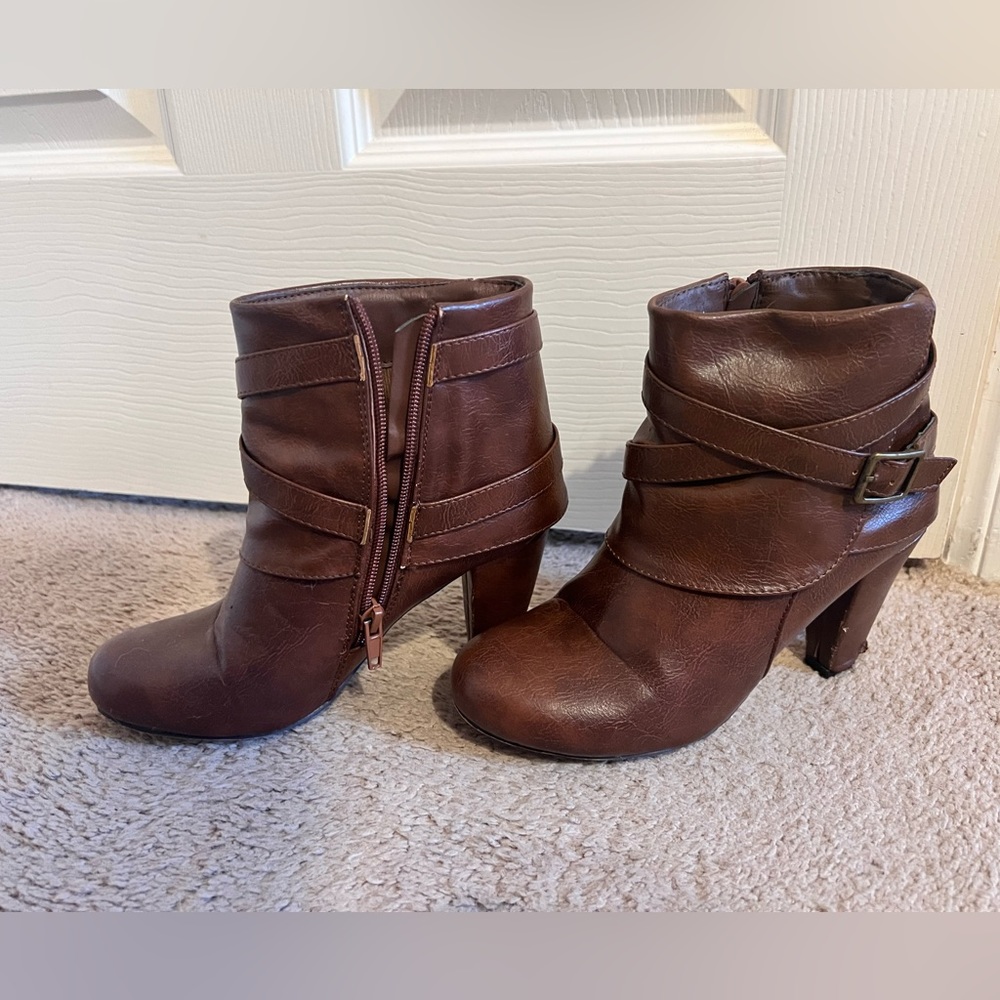 Brown heeled boots